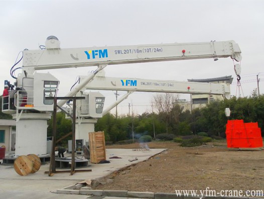 marine telescopic deck crane is undergoing a load test. marine telescopic deck crane is undergoing a load test.